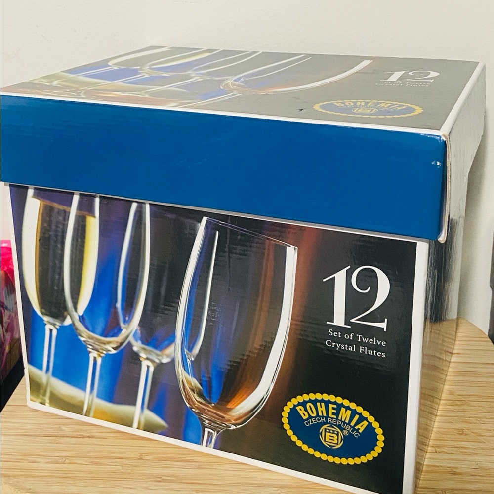 Bohemia Crystal Champagne Flutes -set of 11 - Picture 3 of 7